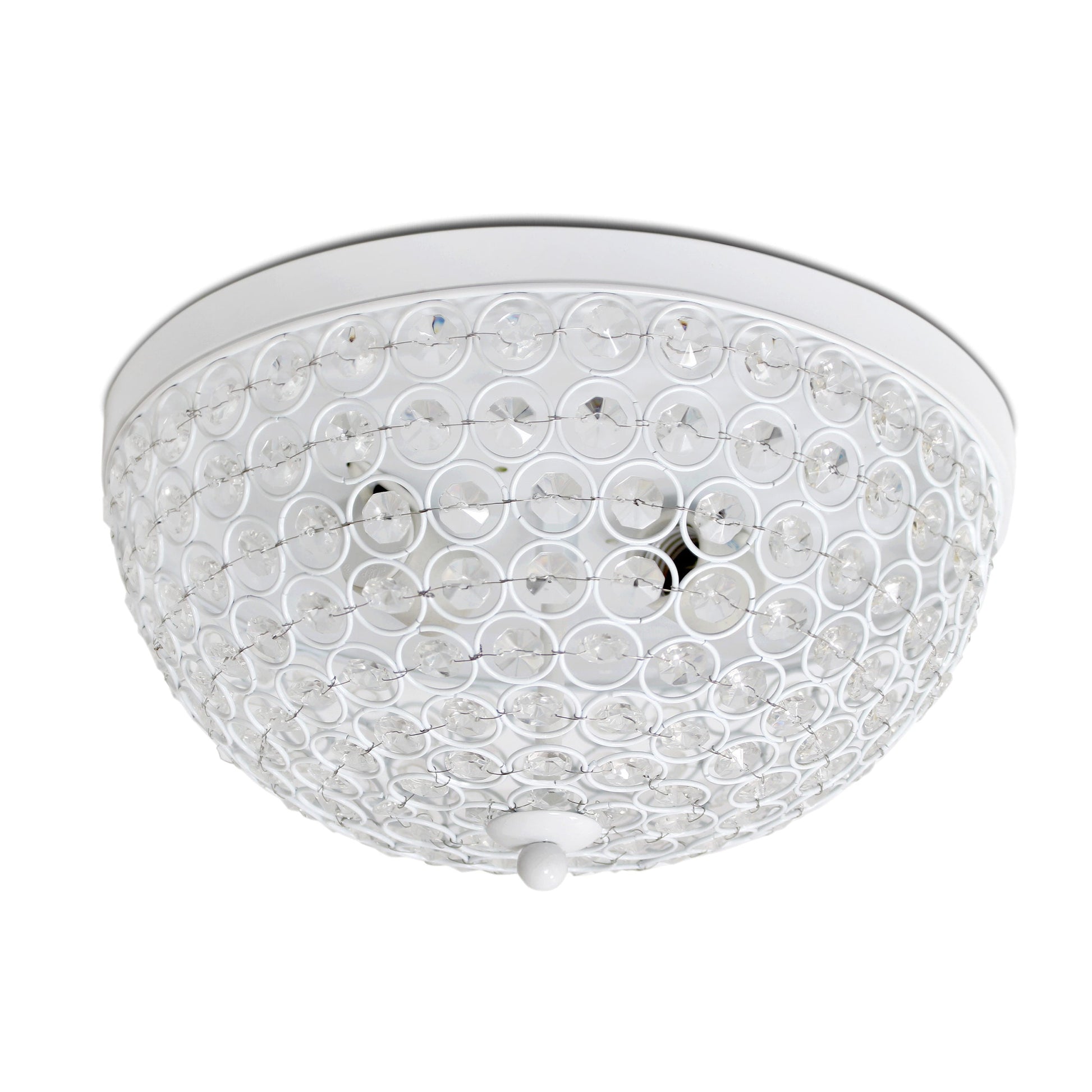 All The Rages Elegant Designs White finish Elipse Crystal Flush Mount 2-Light Ceiling Light