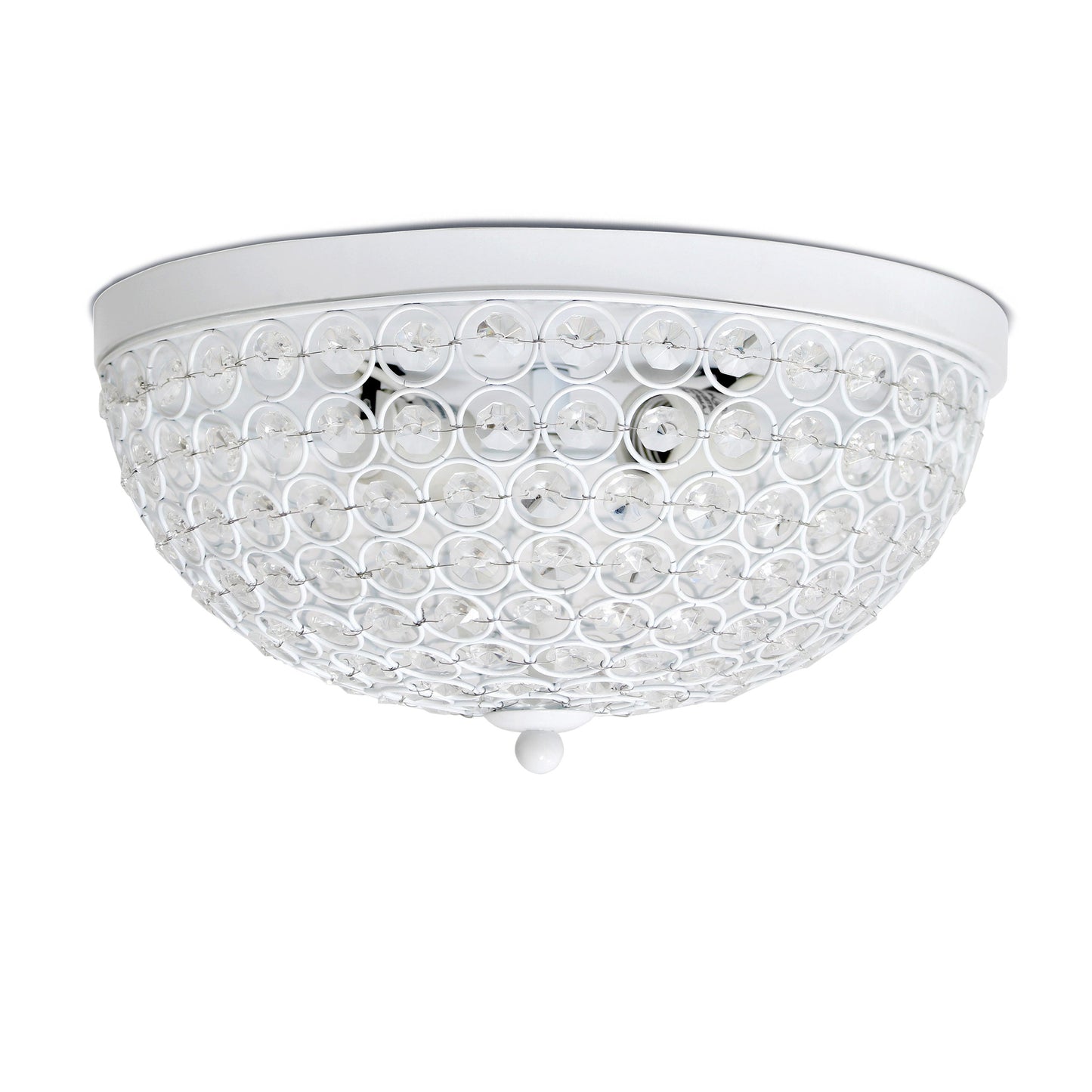 All The Rages Elegant Designs White finish Elipse Crystal Flush Mount 2-Light Ceiling Light