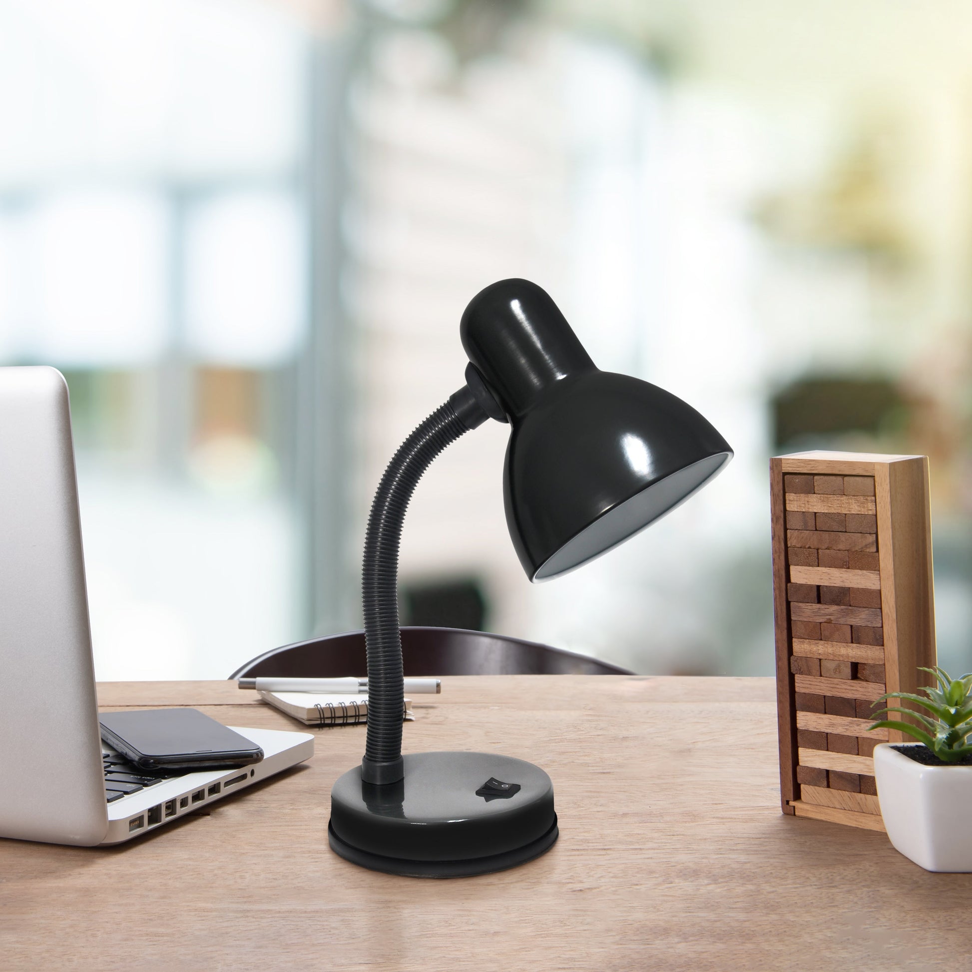 All The Rages Essentix 14" Black Flexible Gooseneck Metal Desk Task Lamp With Bowl Shaped Shade
