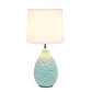 All The Rages Essentix 14" Blue Ceramic Textured Tear Drop Shaped Table Lamp With Tapered White Fabric Shade