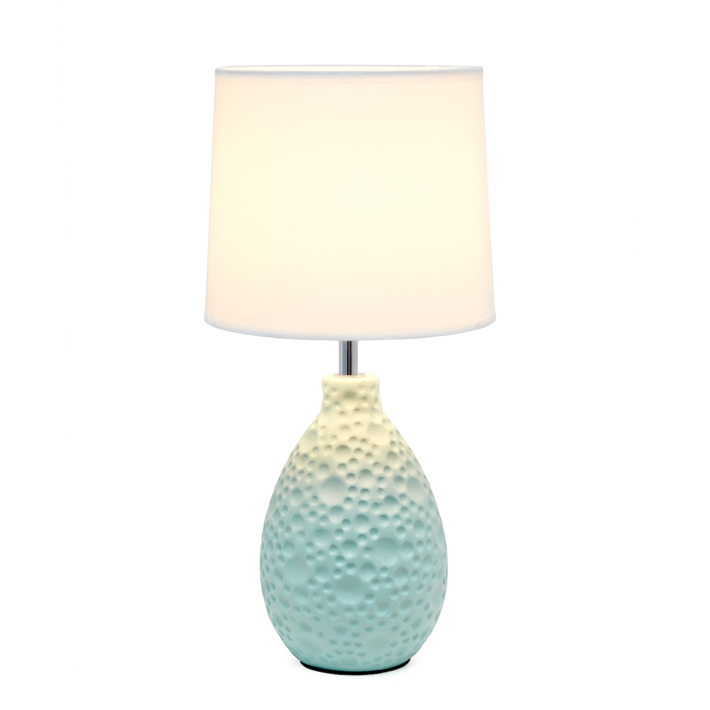 All The Rages Essentix 14" Blue Ceramic Textured Tear Drop Shaped Table Lamp With Tapered White Fabric Shade