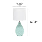 All The Rages Essentix 14" Blue Ceramic Textured Tear Drop Shaped Table Lamp With Tapered White Fabric Shade