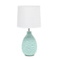All The Rages Essentix 14" Blue Ceramic Textured Tear Drop Shaped Table Lamp With Tapered White Fabric Shade