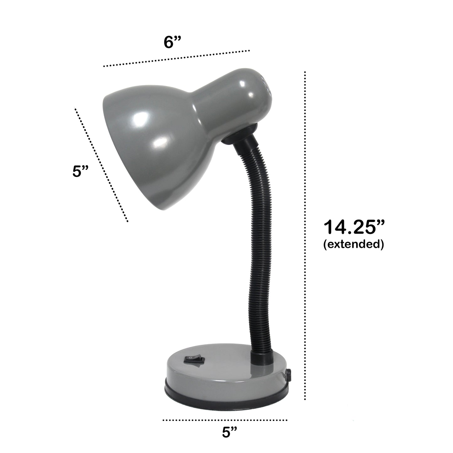 All The Rages Essentix 14" Gray Flexible Gooseneck Metal Desk Task Lamp With Bowl Shaped Shade