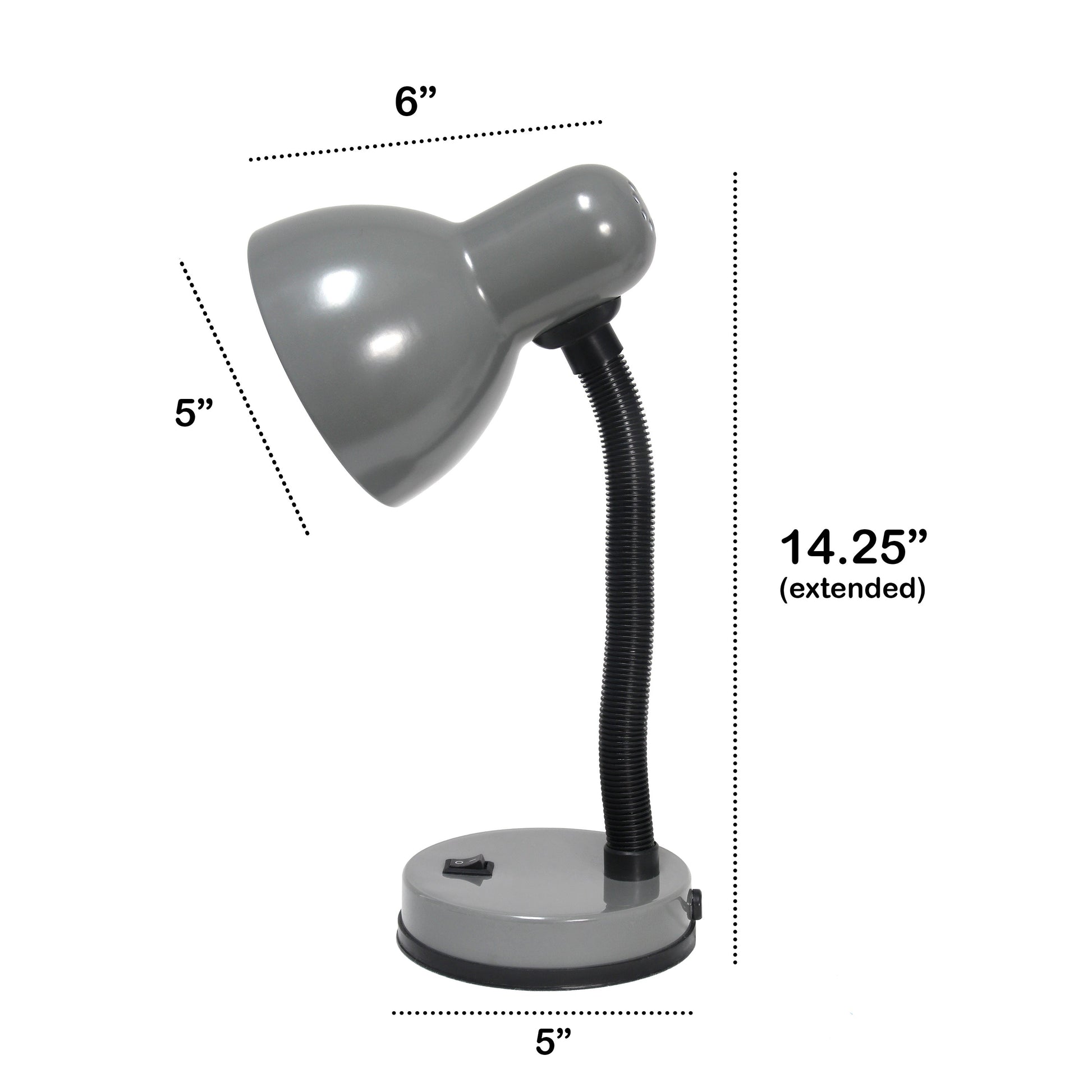 All The Rages Essentix 14" Gray Flexible Gooseneck Metal Desk Task Lamp With Bowl Shaped Shade