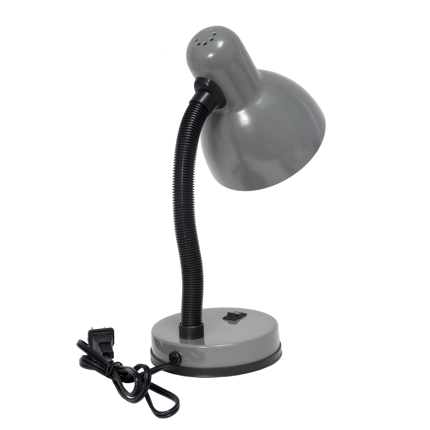 All The Rages Essentix 14" Gray Flexible Gooseneck Metal Desk Task Lamp With Bowl Shaped Shade