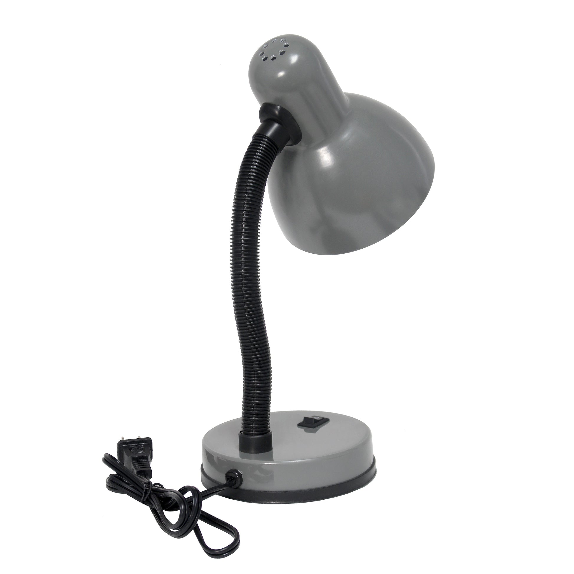 All The Rages Essentix 14" Gray Flexible Gooseneck Metal Desk Task Lamp With Bowl Shaped Shade