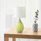 All The Rages Essentix 14" Green Ceramic Textured Tear Drop Shaped Table Lamp With Tapered White Fabric Shade