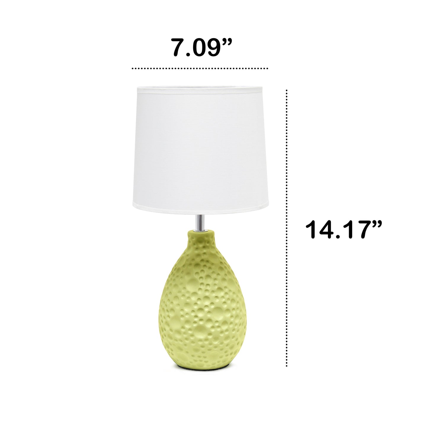 All The Rages Essentix 14" Green Ceramic Textured Tear Drop Shaped Table Lamp With Tapered White Fabric Shade