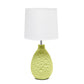 All The Rages Essentix 14" Green Ceramic Textured Tear Drop Shaped Table Lamp With Tapered White Fabric Shade