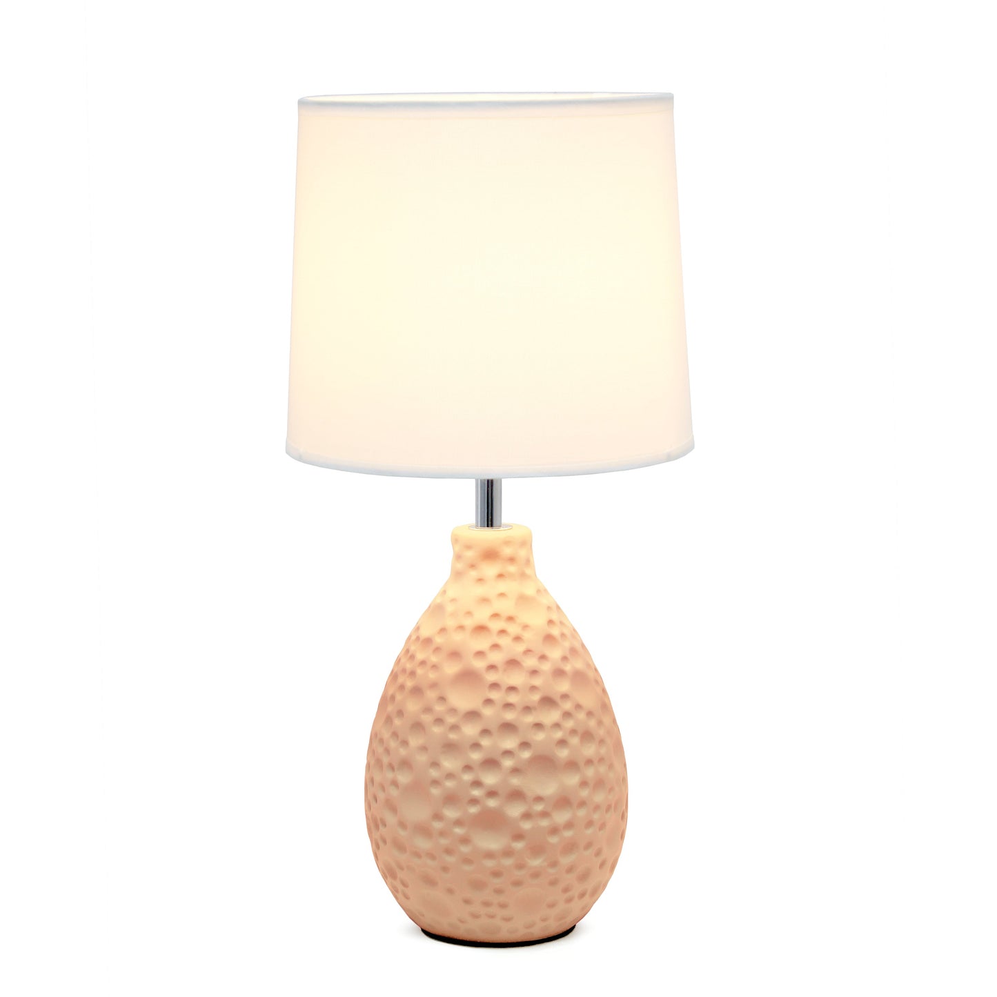 All The Rages Essentix 14" Pink Ceramic Textured Tear Drop Shaped Table Lamp With Tapered White Fabric Shade