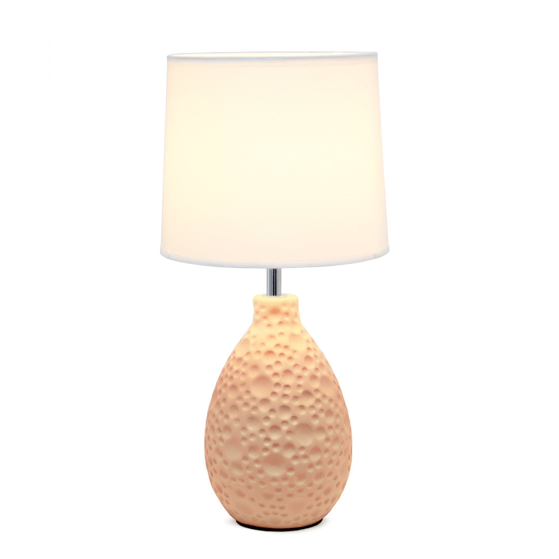 All The Rages Essentix 14" Pink Ceramic Textured Tear Drop Shaped Table Lamp With Tapered White Fabric Shade