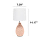 All The Rages Essentix 14" Pink Ceramic Textured Tear Drop Shaped Table Lamp With Tapered White Fabric Shade
