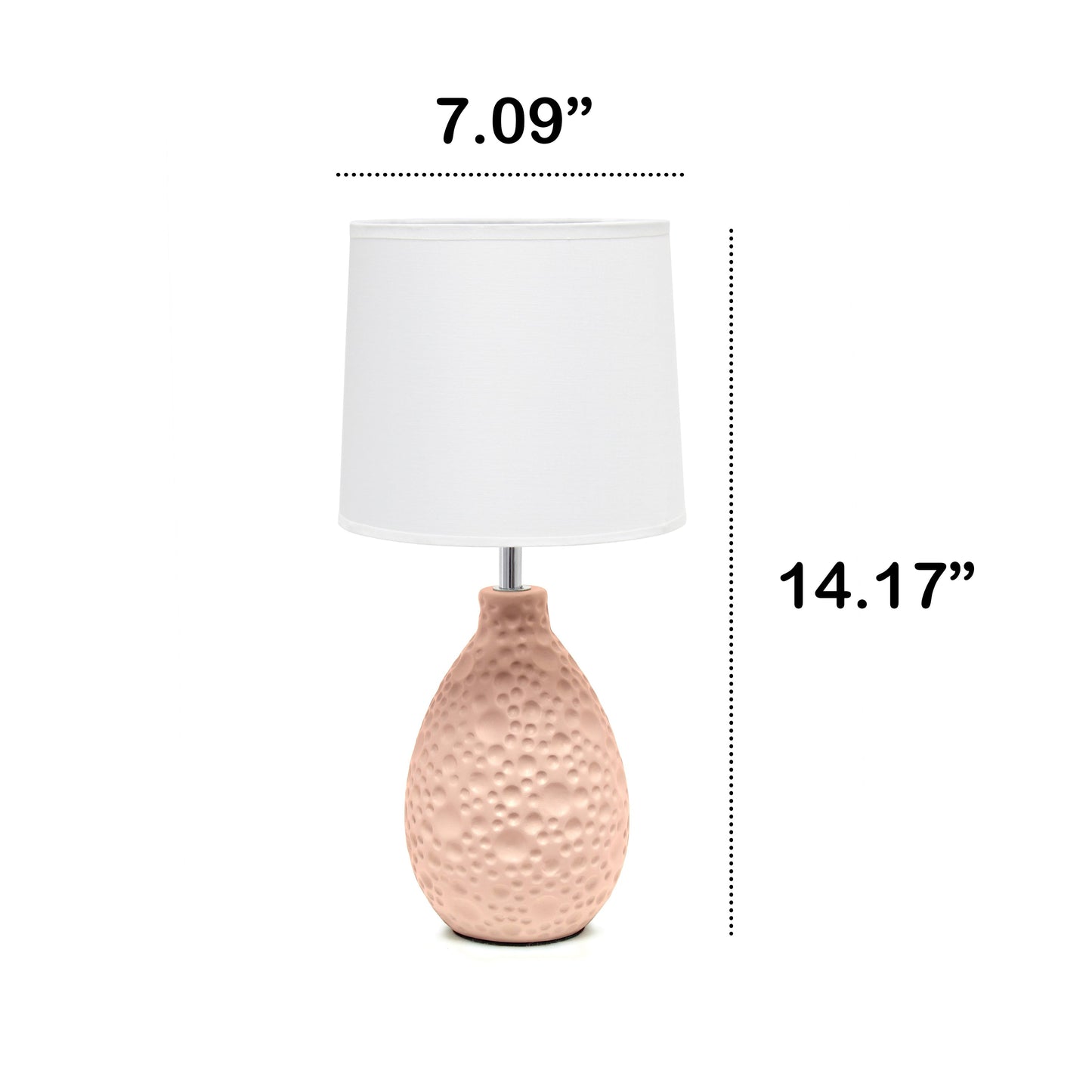 All The Rages Essentix 14" Pink Ceramic Textured Tear Drop Shaped Table Lamp With Tapered White Fabric Shade
