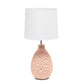 All The Rages Essentix 14" Pink Ceramic Textured Tear Drop Shaped Table Lamp With Tapered White Fabric Shade