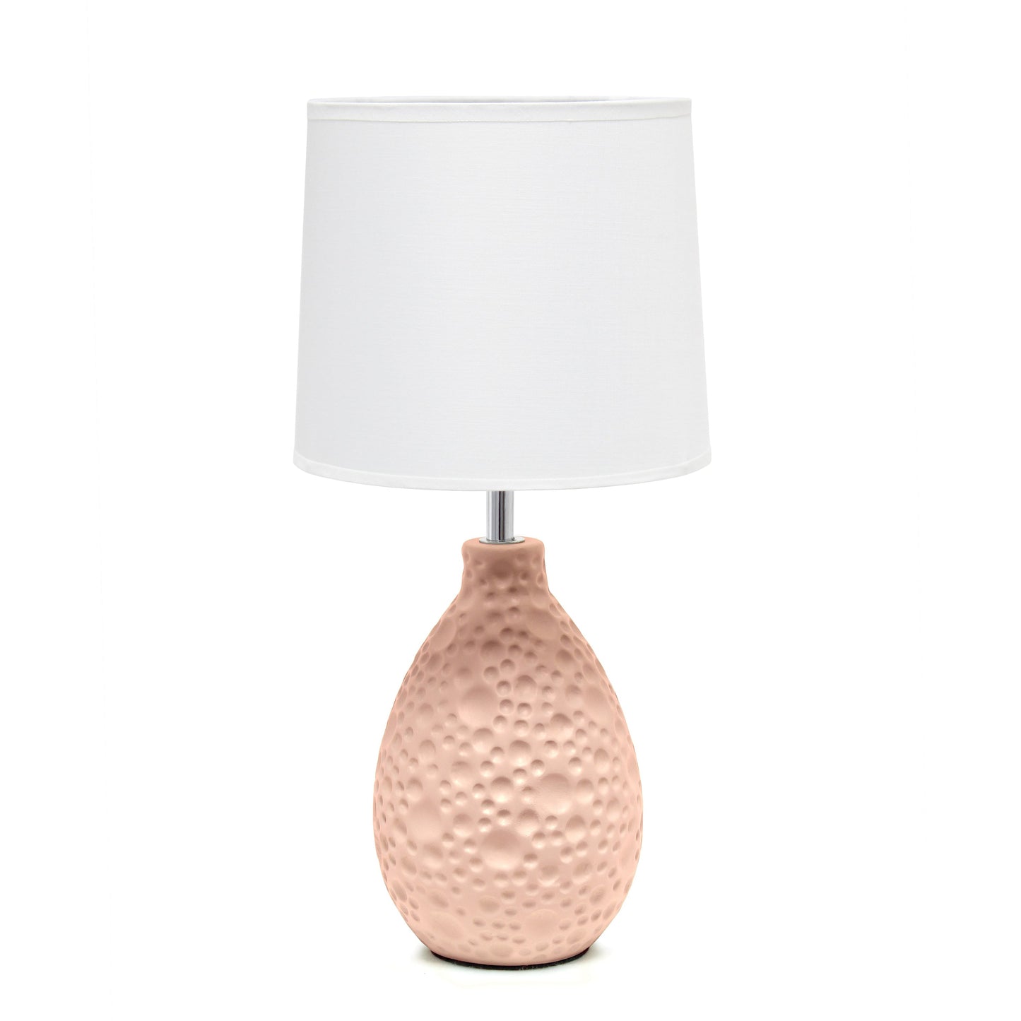 All The Rages Essentix 14" Pink Ceramic Textured Tear Drop Shaped Table Lamp With Tapered White Fabric Shade