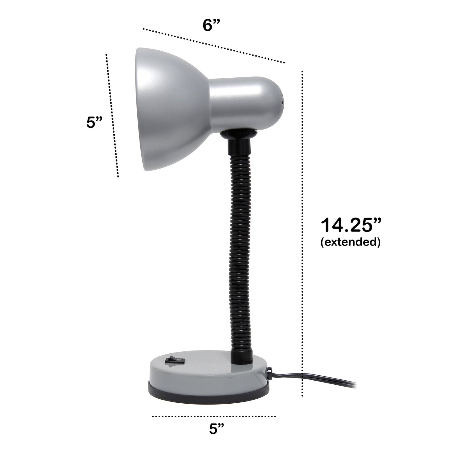 All The Rages Essentix 14" Silver Flexible Gooseneck Metal Desk Task Lamp With Bowl Shaped Shade