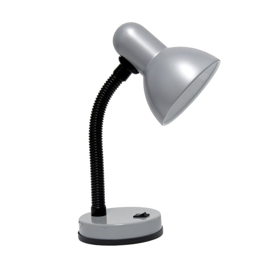 All The Rages Essentix 14" Silver Flexible Gooseneck Metal Desk Task Lamp With Bowl Shaped Shade