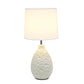 All The Rages Essentix 14" White Ceramic Textured Tear Drop Shaped Table Lamp With Tapered White Fabric Shade