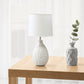 All The Rages Essentix 14" White Ceramic Textured Tear Drop Shaped Table Lamp With Tapered White Fabric Shade