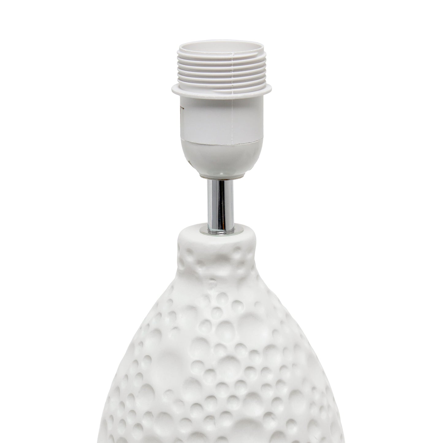 All The Rages Essentix 14" White Ceramic Textured Tear Drop Shaped Table Lamp With Tapered White Fabric Shade