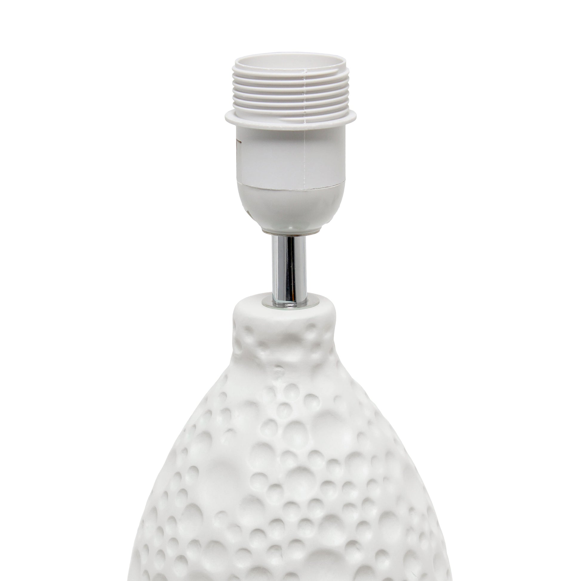 All The Rages Essentix 14" White Ceramic Textured Tear Drop Shaped Table Lamp With Tapered White Fabric Shade