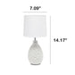 All The Rages Essentix 14" White Ceramic Textured Tear Drop Shaped Table Lamp With Tapered White Fabric Shade