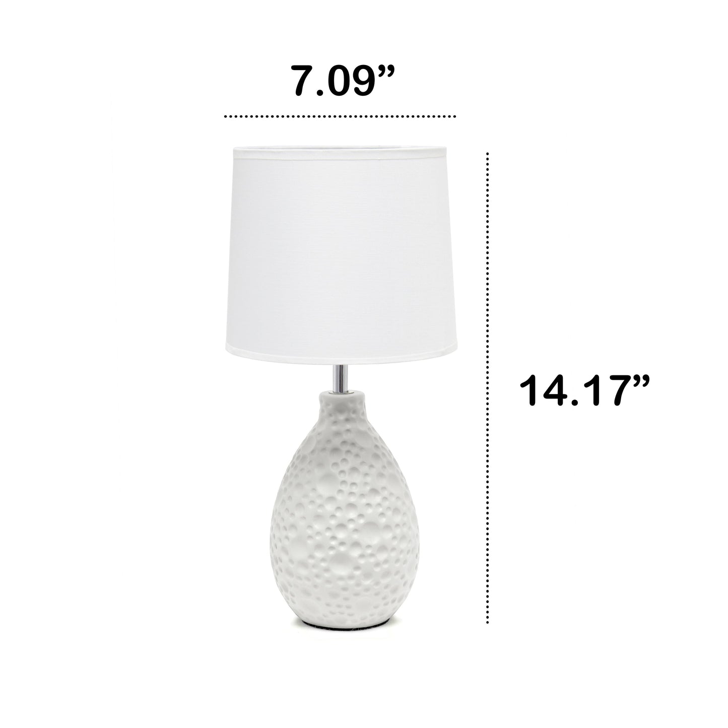 All The Rages Essentix 14" White Ceramic Textured Tear Drop Shaped Table Lamp With Tapered White Fabric Shade