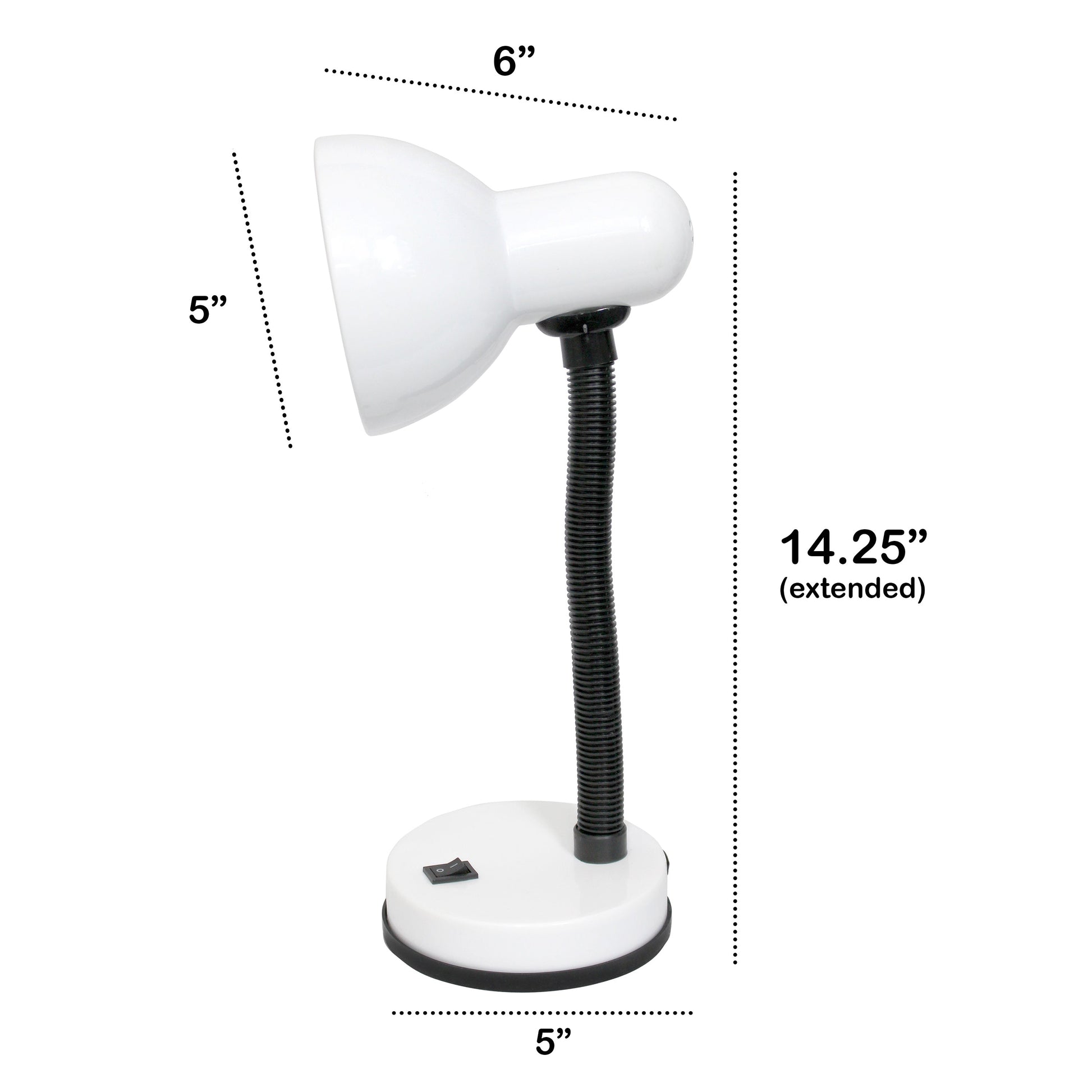 All The Rages Essentix 14" White Flexible Gooseneck Metal Desk Task Lamp With Bowl Shaped Shade