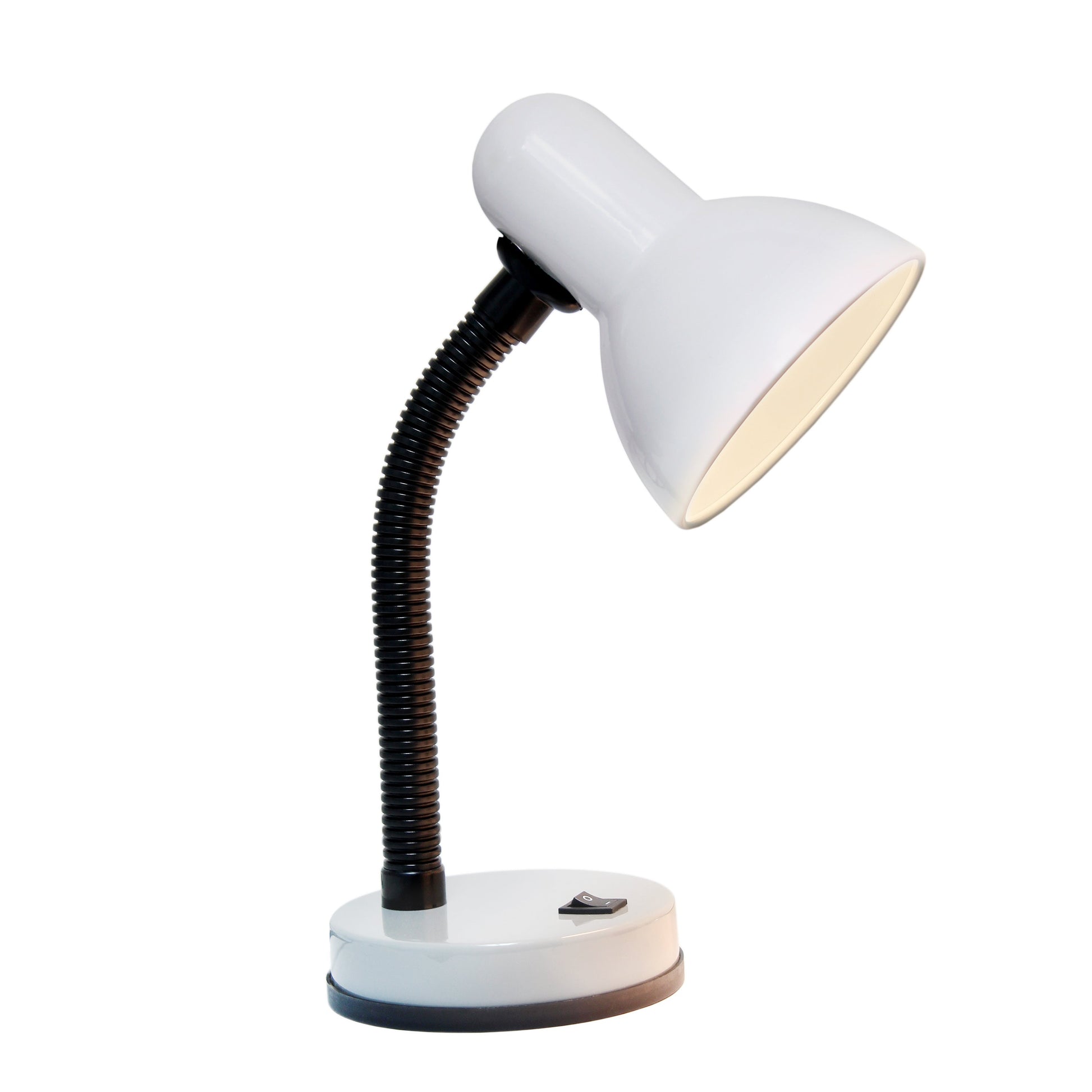 All The Rages Essentix 14" White Flexible Gooseneck Metal Desk Task Lamp With Bowl Shaped Shade