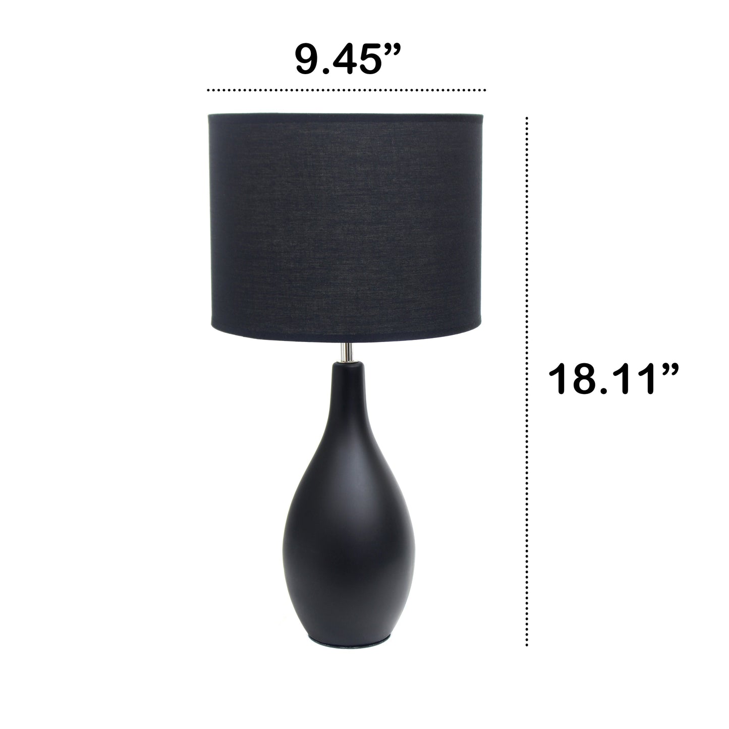 All The Rages Essentix 18" Black Ceramic Dewdrop Table Lamp With Matching Fabric Shade