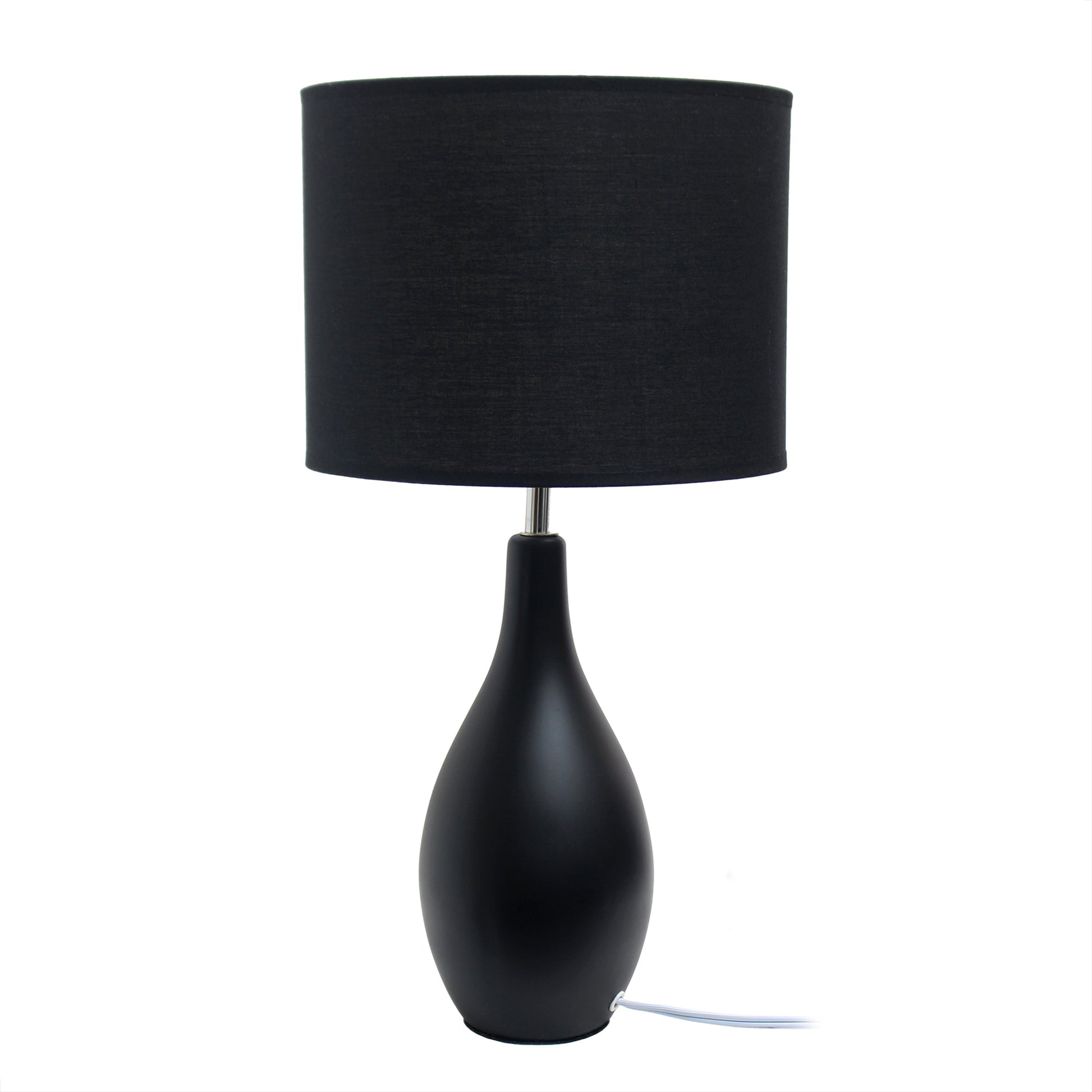 All The Rages Essentix 18" Black Ceramic Dewdrop Table Lamp With Matching Fabric Shade
