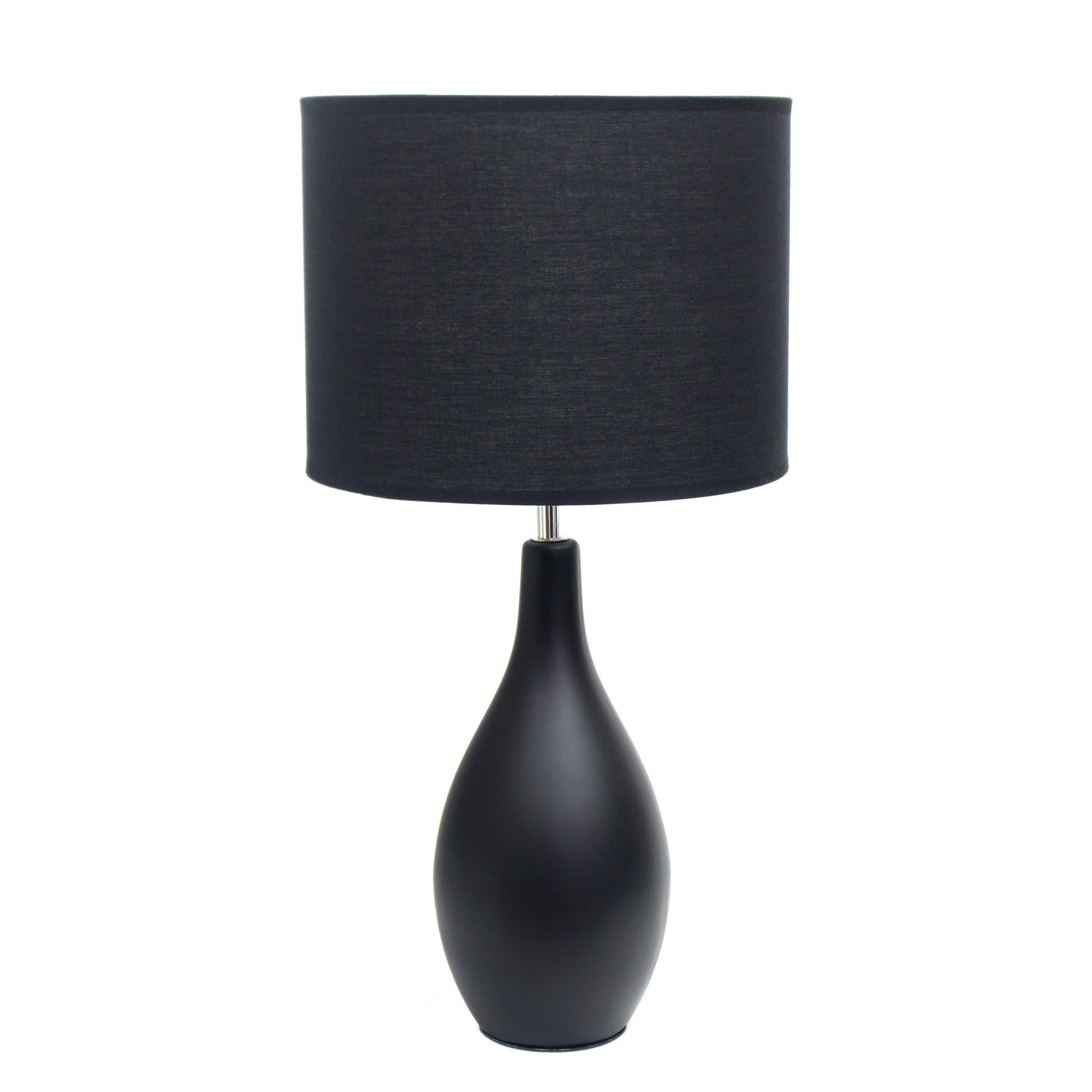 All The Rages Essentix 18" Black Ceramic Dewdrop Table Lamp With Matching Fabric Shade