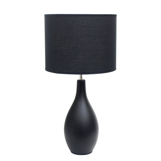 All The Rages Essentix 18" Black Ceramic Dewdrop Table Lamp With Matching Fabric Shade