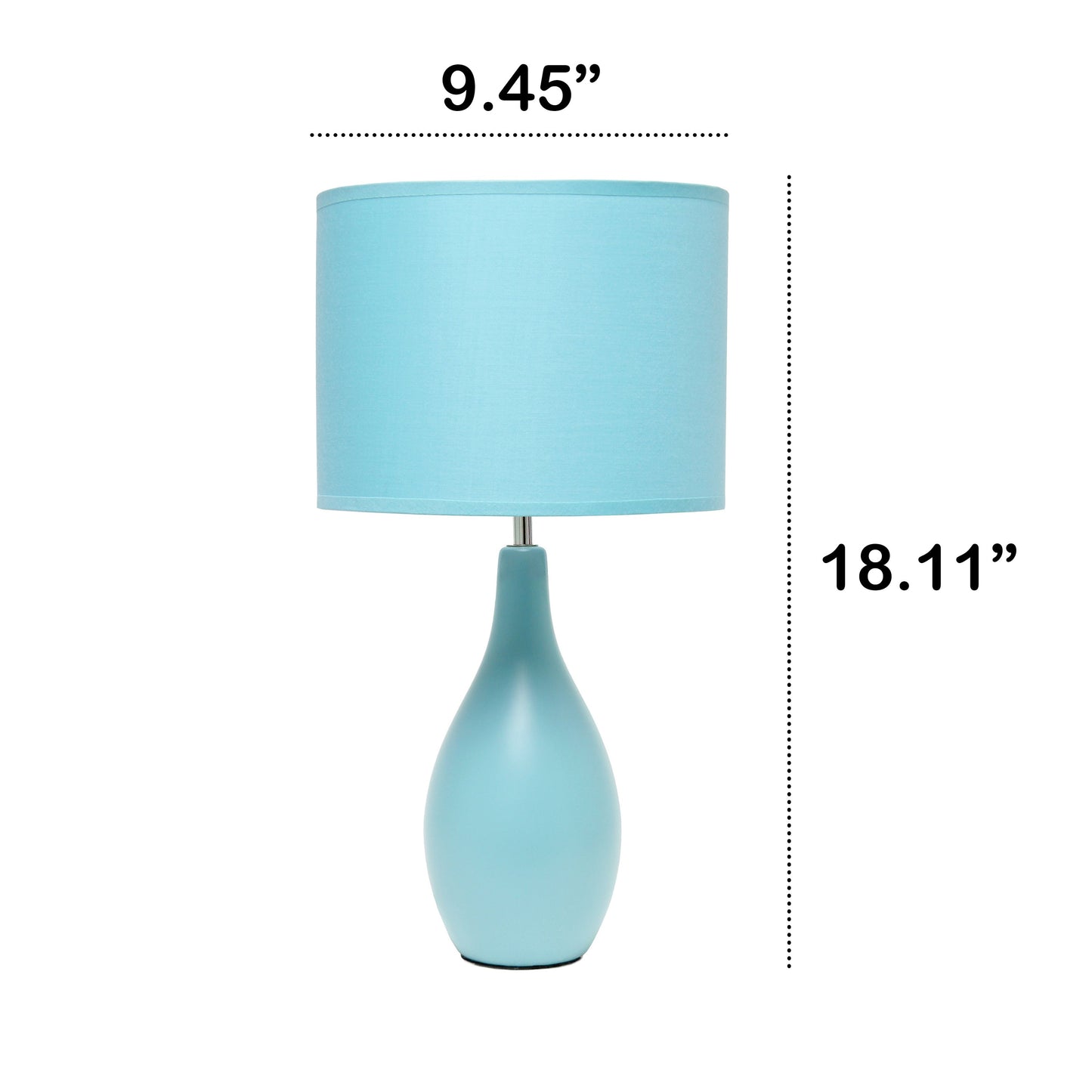 All The Rages Essentix 18" Blue Ceramic Dewdrop Table Lamp With Matching Fabric Shade