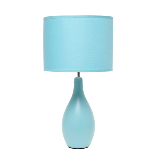 All The Rages Essentix 18" Blue Ceramic Dewdrop Table Lamp With Matching Fabric Shade