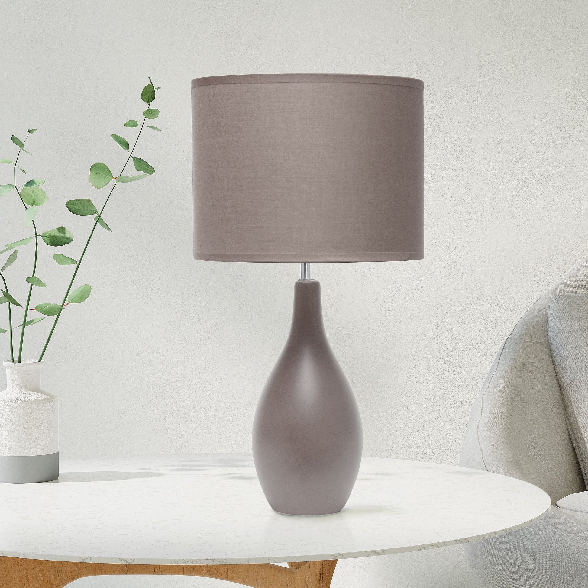 All The Rages Essentix 18" Gray Ceramic Dewdrop Table Lamp With Matching Fabric Shade