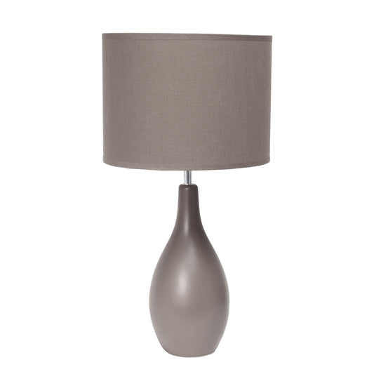All The Rages Essentix 18" Gray Ceramic Dewdrop Table Lamp With Matching Fabric Shade