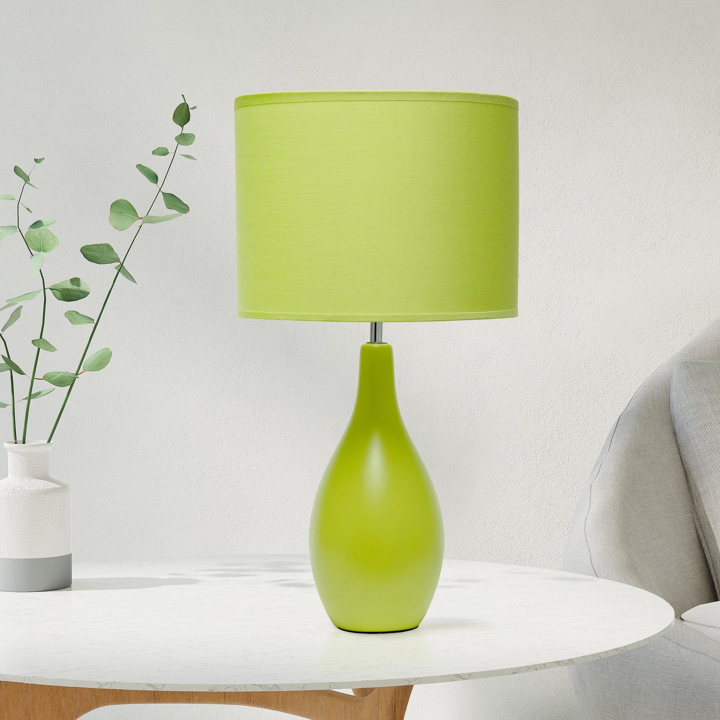 All The Rages Essentix 18" Green Ceramic Dewdrop Table Lamp With Matching Fabric Shade