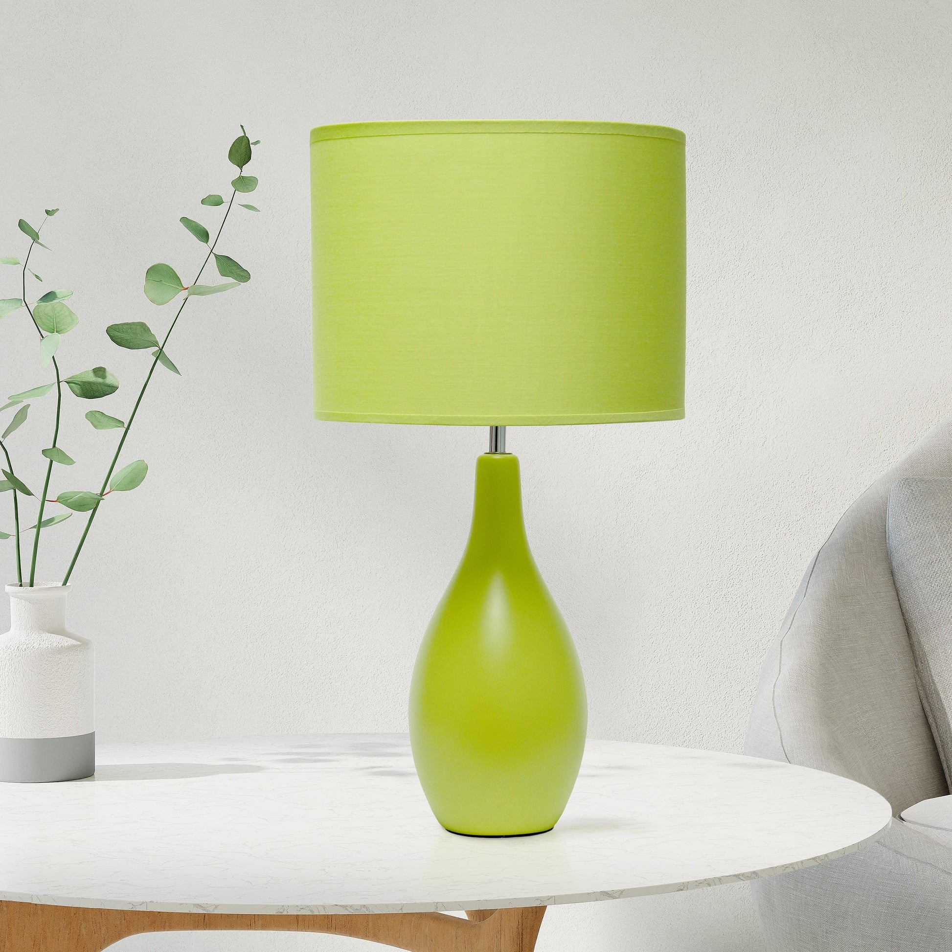 All The Rages Essentix 18" Green Ceramic Dewdrop Table Lamp With Matching Fabric Shade