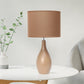 All The Rages Essentix 18" Light Brown Ceramic Dewdrop Table Lamp With Matching Fabric Shade