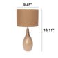 All The Rages Essentix 18" Light Brown Ceramic Dewdrop Table Lamp With Matching Fabric Shade