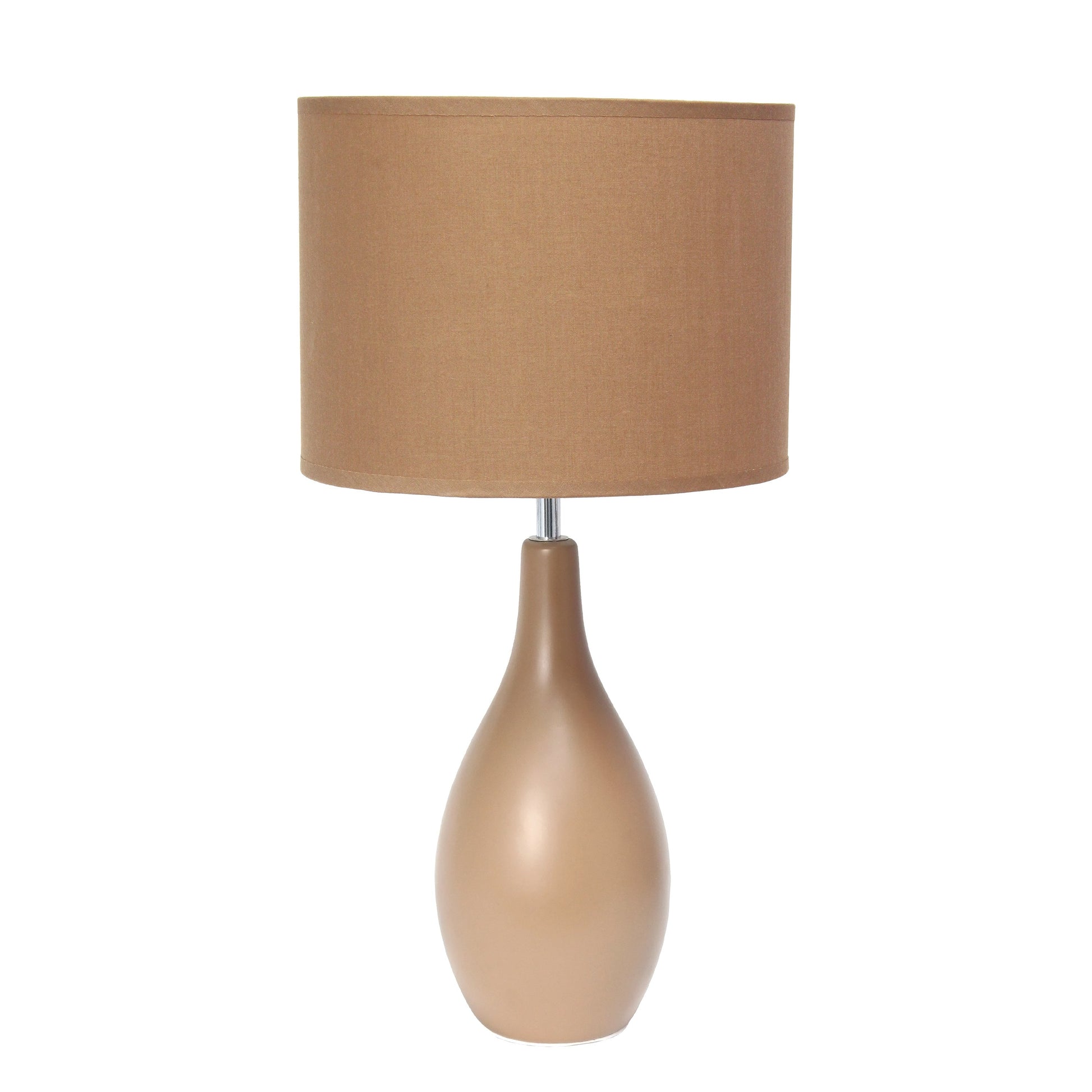 All The Rages Essentix 18" Light Brown Ceramic Dewdrop Table Lamp With Matching Fabric Shade
