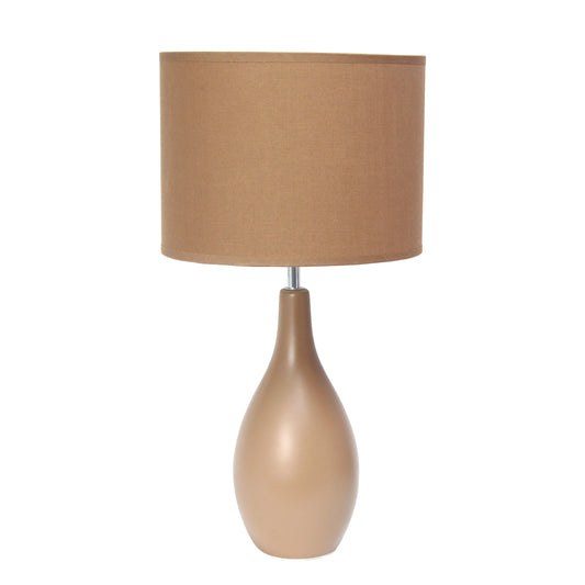 All The Rages Essentix 18" Light Brown Ceramic Dewdrop Table Lamp With Matching Fabric Shade