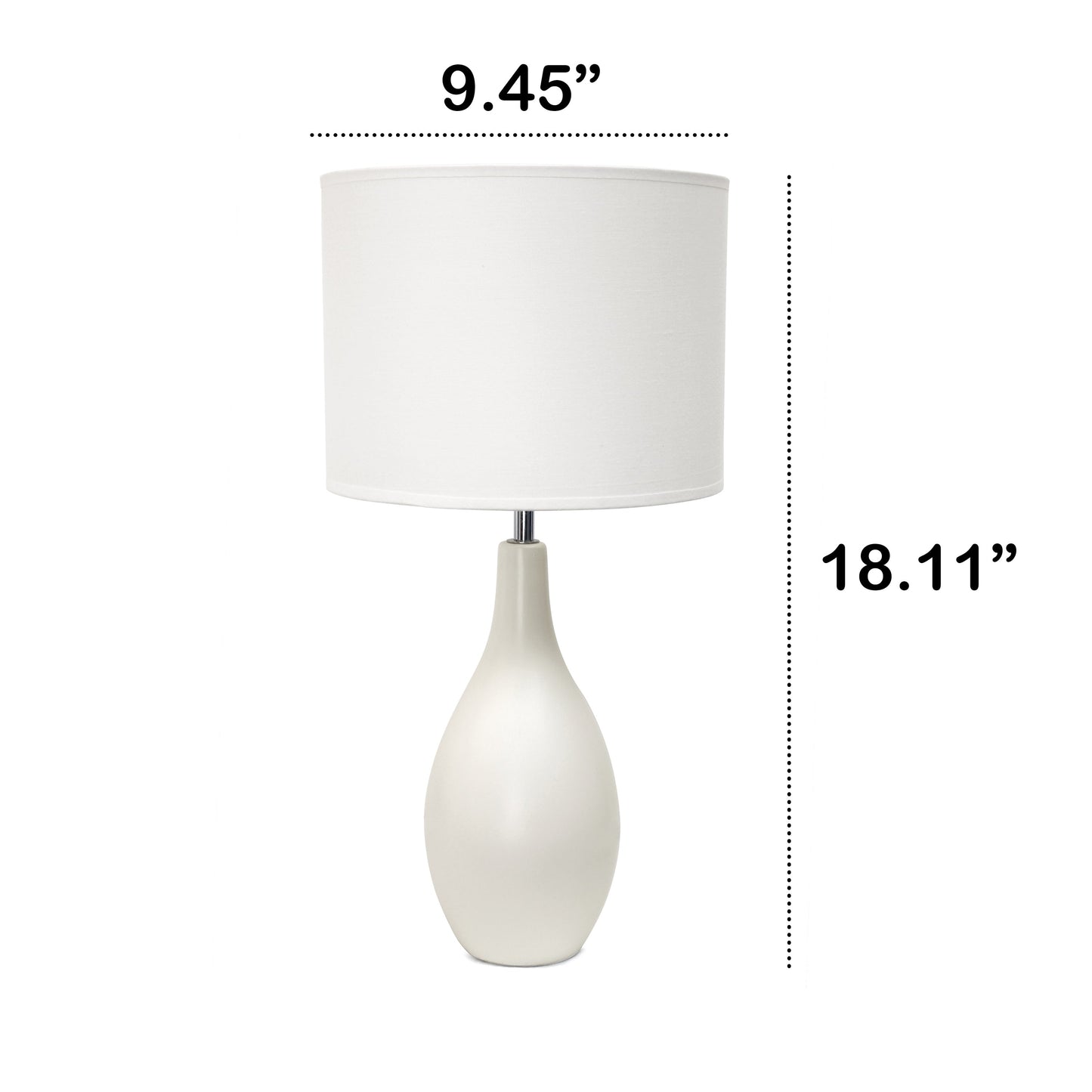 All The Rages Essentix 18" Off White Ceramic Dewdrop Table Lamp With Matching Fabric Shade