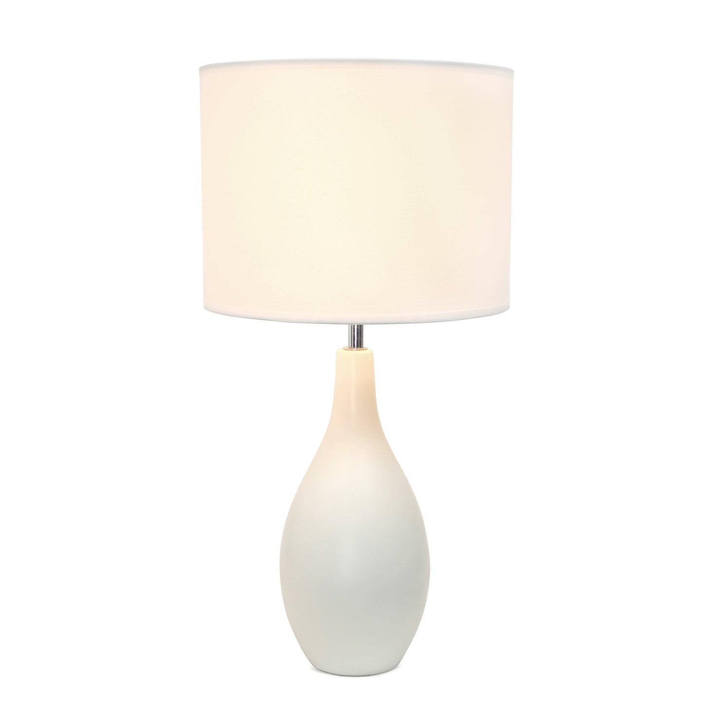 All The Rages Essentix 18" Off White Ceramic Dewdrop Table Lamp With Matching Fabric Shade