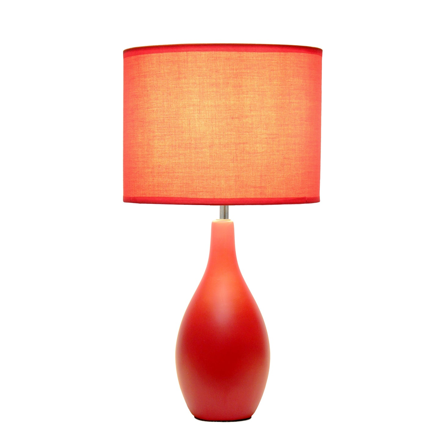 All The Rages Essentix 18" Red Ceramic Dewdrop Table Lamp With Matching Fabric Shade