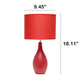 All The Rages Essentix 18" Red Ceramic Dewdrop Table Lamp With Matching Fabric Shade