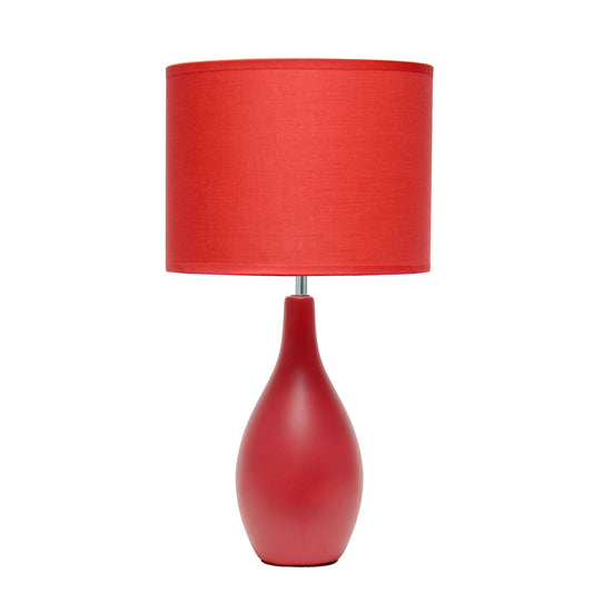 All The Rages Essentix 18" Red Ceramic Dewdrop Table Lamp With Matching Fabric Shade