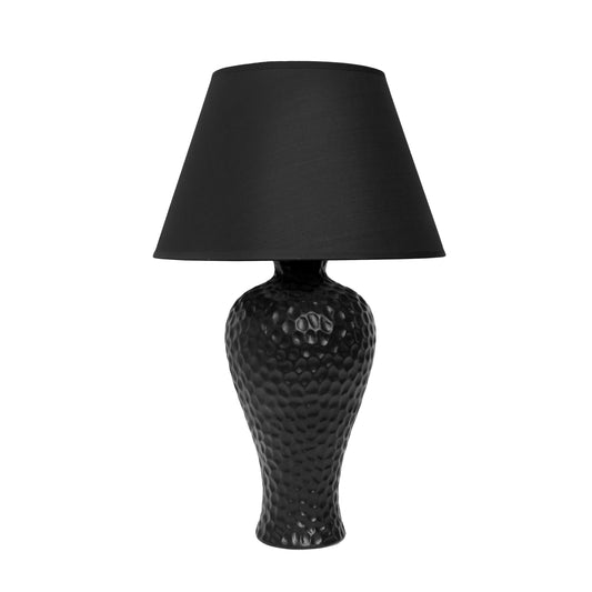 All The Rages Essentix 20" Black Ceramic Textured Table Lamp With Matching Empire Fabric Shade
